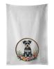Schnauzer and Flowers Kitchen Towel Set of 2 White Dish Towels Decorative Bathroom Hand towel for Hand, Face, Hair, Yoga, Tea, Dishcloth, 19 X 28", Wh