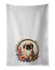 Pekingese and Flowers Kitchen Towel Set of 2 White Dish Towels Decorative Bathroom Hand towel for Hand, Face, Hair, Yoga, Tea, Dishcloth, 19 X 28", Wh