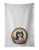 Shih Tzu and Flowers Kitchen Towel Set of 2 White Dish Towels Decorative Bathroom Hand towel for Hand, Face, Hair, Yoga, Tea, Dishcloth, 19 X 28", Whi