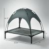 30 Inch Elevated Dog Bed with Removable Canopy UV Protection Outdoor Dog Cot Shade Pet Bed for Camping Gray