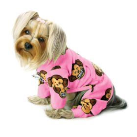 Silly Monkey Fleece Turtleneck Pajamas (Color: Pink, Size: L)