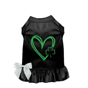 Shamrocks & Hearts Dog Dress/Shirt (Color: Black, Size: X Large)