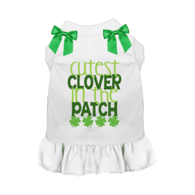 Cutest Clover St. Patrick's Day Dog Tee/Dress (Color: White, Size: XL)