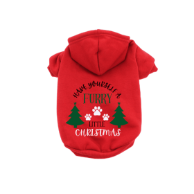 Have Yourself A Furry Little Christmas- Dog Hoodie (Color: Red, Size: XS)