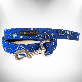 Bandana Dog Leads (Color: Blue, Size: THIN Lead 5/8" width- 5' length)