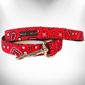 Bandana Dog Leads (Color: Red, Size: THIN Lead 5/8" width- 5' length)