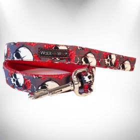 Tattoo Dog Leads (Color: Skulls n' Roses, Size: THIN Lead 5/8" width- 5' length)