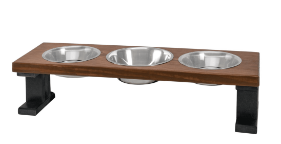 Farmhouse 3 Bowl Elevated Regular Feeder (Color: Black/Chestnut, Size: 12 Inch)