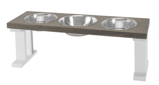 Farmhouse 3 Bowl Elevated Regular Feeder (Color: White/Gray, Size: 12 Inch)