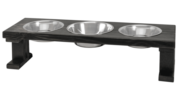 Farmhouse 3 Bowl Elevated Regular Feeder (Color: Black/Ebony, Size: 8 Inch)