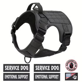 Tactical Pet Chest Service Dog Harness Vest Adjustable Reflective Dog Harness Metal Buckle Hiking Training (Option: Black-S)
