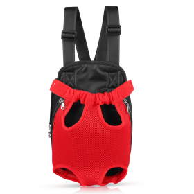 Dog Carrier Backpack Legs Out Front Pet Backpack Carrier Travel Bag (Color: Red, Size: L)
