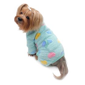 Ultra Plush Colorful Hearts Turtleneck Pajamas (Color: Blue, Size: XL)