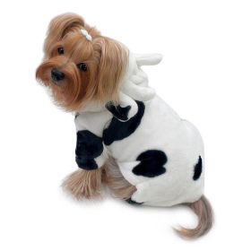 Ultra Plush Moo Cow Hooded Pajamas (Color: White, Size: XL)
