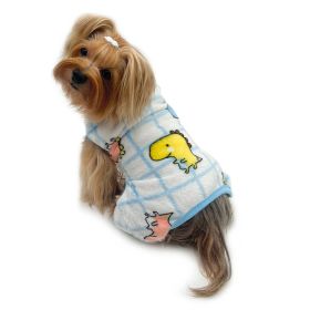 Ultra Plush Colorful Dinosaurs Front Sleeveless Pajamas (Color: White, Size: XL)