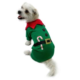 Shimmery Candy Cane Elf Bodysuit (Color: Green, Size: XL)