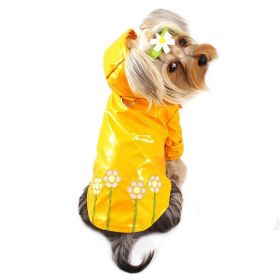 Polka Dots & Daisies Raincoat with Cotton Lining (Color: Yellow, Size: XL)