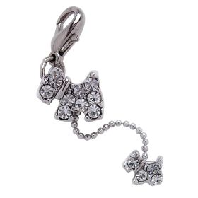 Dog and Puppy Charm with Rhinestones (Color: Cleaer, Size: 1/2" X 2-1/2")