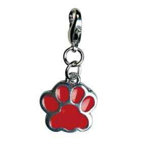 Shiny Paw Print Enamel Charm (Color: Red, Size: 5/8" X 5/8")