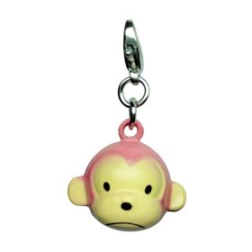 Monkey Metal Jingle Bell Charm (Color: Pink, Size: 7/8" x 3/4" x 5/8")