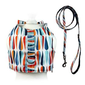 Chic Raindrop Harness Vest with Matching Leash (Color: Blue/Orange/White, Size: S)
