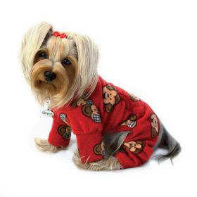 Silly Monkey Fleece Turtleneck Pajamas (Color: Burgundy, Size: XS)