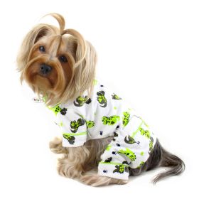 Playful Dinosaur Flannel Pajamas (Color: White, Size: S)