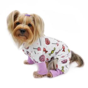 Ultra Soft Plush Minky Sweet Candies Pajamas (Color: White, Size: S)