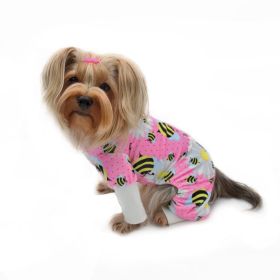 Ultra Soft Plush Minky Bumblebee & Flower Pajamas (Color: Pink, Size: S)