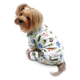 Zoo Animals Flannel Pajamas with 2 Pockets (Color: White, Size: XS)