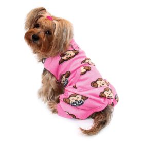 Silly Monkey Front Sleeveless Fleec Pajamas (Color: Pink, Size: XS)