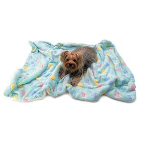 Ultra Plush Colorful Hearts Blanket (Color: Blue, Size: 30" x 20")