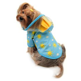 Clear View Happy Sunshine Raincoat with Fleece Lining and Detachable Hood (Color: Blue, Size: XS)