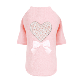 Pearl Heart Dog Sweater (Color: Peach, Size: MD)