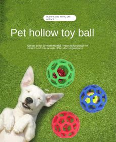 Dog toy hollow ball bite-resistant elastic rubber ball bell pet toy; Jingle Bell Toy Ball (Colour: green, Size: Hollow ball (with tennis ball))