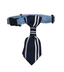Adjustable Stripe Dog Cat Neck Tie Decorative Gentleman Dog Collar 6-11 Inches (Color: Deep Blue)