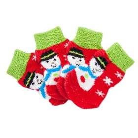 4 Pcs Dog Knitted Pet Socks Cartoon Cute Christmas Puppy Cat Socks Dog Foot Covers Poodle Teddy Socks (Color: Snowman)