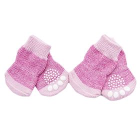 4 Pcs Knitted Dogs Socks Cat Socks Cute Pet Socks Dog Paw Protection for Puppy Indoor Wear (Color: Pink)