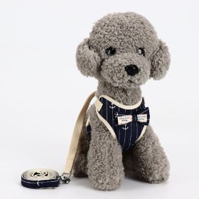 Dog Breathable Mesh Harness with Leash Pet Walking Harness with Cute Bows Adjustable Training Vest (Color: Blue, Size: M)