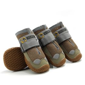 Pet Non-Skid Booties, Waterproof Socks Breathable Non-Slip with 3m Reflective Adjustable Strap Small to Large Size (4PCS/Set) Paw Protector (Color: Brown, Size: M)