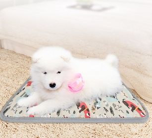 Pet Heating Pad Dog Electric Waterproof Mat Warming Bed Indoor Heated Bed (Color: gray, Size: small)