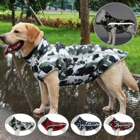 Winter windproof dog warm clothing; dog jacket; dog reflective clothes (Colour: Blue grid, Size: 6XL)