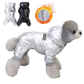 Winter Warm Pet Dog Jumpsuit Waterproof Dog Clothes for Small Dogs;  Dog Winter Jacket Yorkie Costumes Shih Tzu Coat Poodle Outfits (Color: Silver, Size: M)