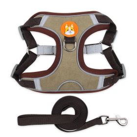 dog Harnesses and dog leash set; Pet Chest Strap Vest Dog Strap Small Dog Rope Wholesale Reflective Dog Towing Rope (Colour: Brown, Specification (L * W): XL)