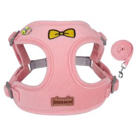 dog Harnesses and dog leash set; Pet Traction Rope Vest Pet Chest Strap Small and Medium Dog Strap Reflective Dog Walking Rope Wholesale (Colour: powder, Specification (L * W): M)