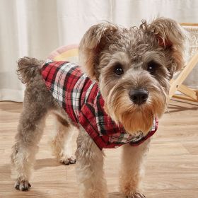 Pet Plaid Shirt For Small & Medium Dogs; Classic Dog Shirt Dog Polo T-Shirt; Pet Apparel (Color: Red, Size: S)