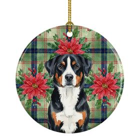 Dog Christmas PoinsettIas Ceramic Ornament Christmas Tree Hanging Decorations for Home Christmas Holiday, Party, Gift, 3 i (Option: Greater Swiss Mountain)