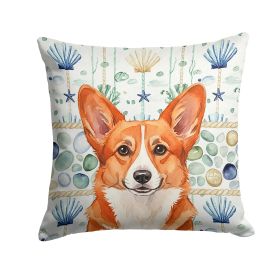 Coastal Sea Glass Throw Pillow Decorative Indoor Outdoor Accent Cushion for Couch, Bed or Patio, 14Hx14W (Option: Red Cardigan Welsh Corgi)