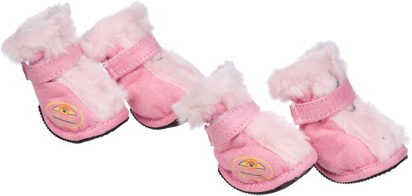 Fashion Plush Premium Fur-Comfort Suede Supportive Pet Shoes (Size: X-Small)