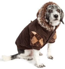 Designer Patterned Suede Argyle Sweater Pet Jacket (Size: medium)
